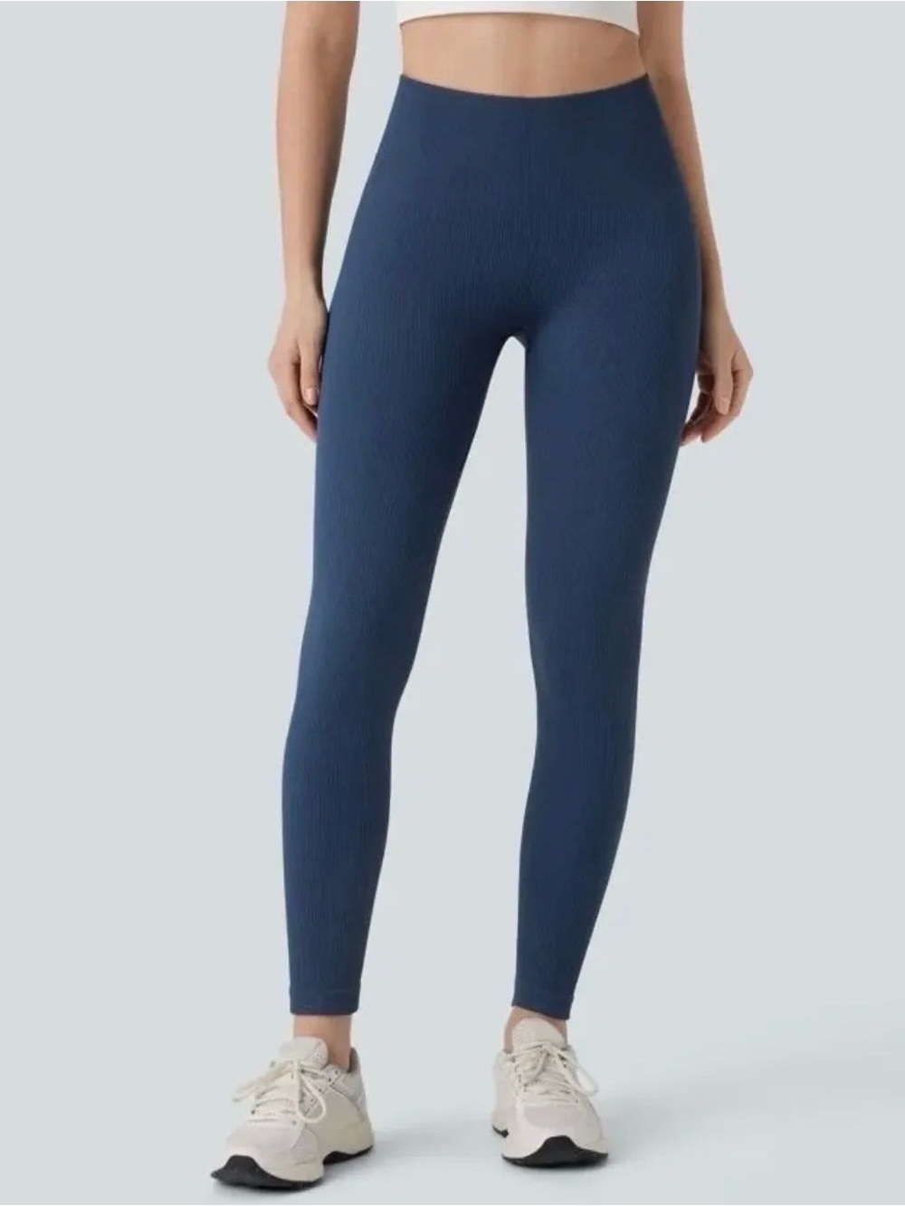 Halara Seamless Flow High Waisted Tummy Control 7/8 Legging Peacoat - Picture 2 of 7
